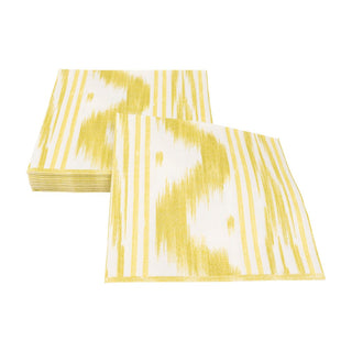 Caspari Toile De Nantes Yellow Paper Linen Luncheon Napkins - 15 Per Package 18351LG