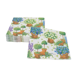 Caspari Potted Hydrangeas Napkin Cocktail 18390C
