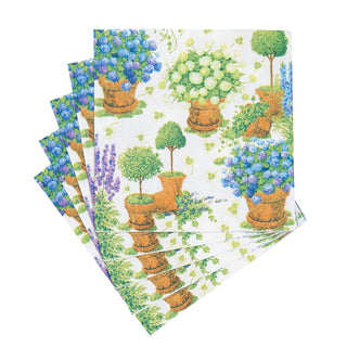 Caspari Potted Hydrangeas Napkin Cocktail 18390C