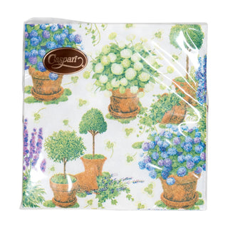 Caspari Potted Hydrangeas Napkin Cocktail 18390C