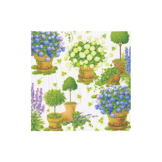 Caspari Potted Hydrangeas Napkin Cocktail 18390C