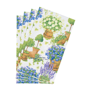 Caspari Potted Hydrangeas Guest Towel Napkins - 15 Per Package 18390G