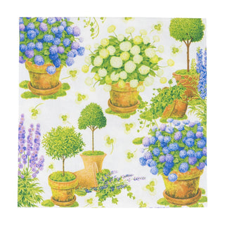 Caspari Potted Hydrangeas Luncheon Napkins - 20 Per Package 18390L