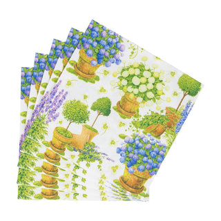 Caspari Potted Hydrangeas Luncheon Napkins - 20 Per Package 18390L