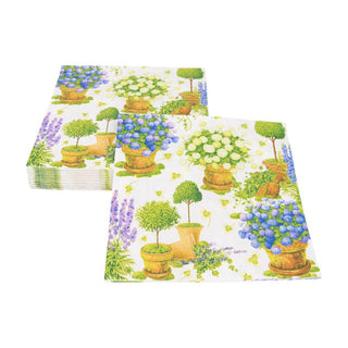 Caspari Potted Hydrangeas Luncheon Napkins - 20 Per Package 18390L