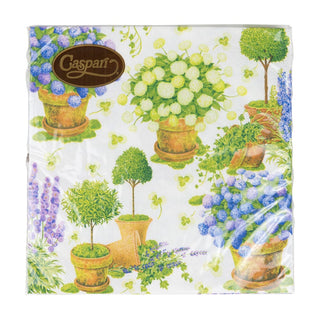 Caspari Potted Hydrangeas Luncheon Napkins - 20 Per Package 18390L