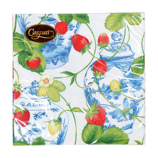 Caspari Strawberries And Cream Napkin Cocktail 18400C