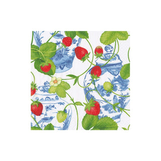 Caspari Strawberries And Cream Napkin Cocktail 18400C