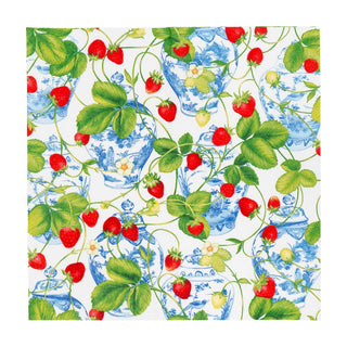 Caspari Strawberries And Cream Napkin Cocktail 18400C