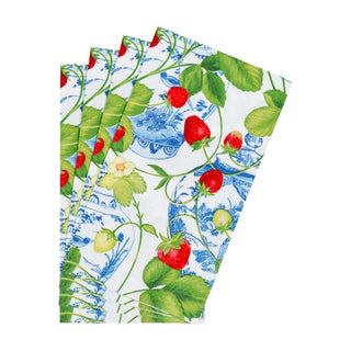 Caspari Strawberries And Cream Guest Towel 18400G