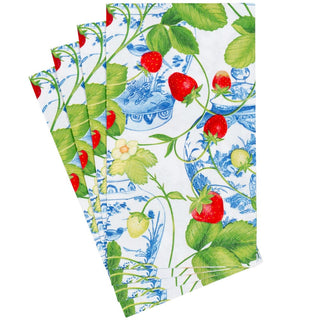 Caspari Strawberries And Cream Guest Towel 18400G
