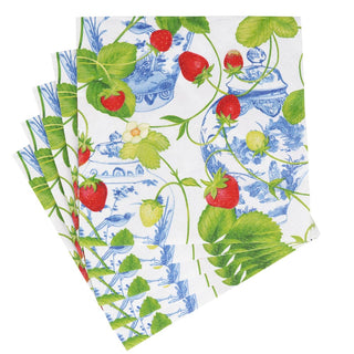 Caspari Strawberries And Cream Napkin Luncheon 18400L
