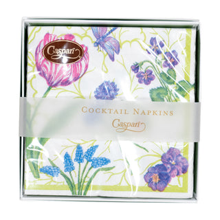 Floral Majolica Boxed Cocktail Napkins - 40 Per Box