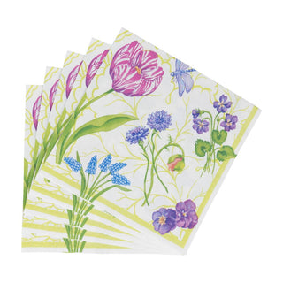 Caspari Floral Majolica Luncheon Napkins - 20 Per Package 18410L