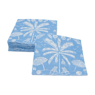 Caspari Palms And Parasols Ocean Napkin Cocktail 18420C