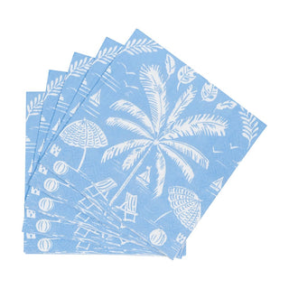 Caspari Palms And Parasols Ocean Napkin Cocktail 18420C