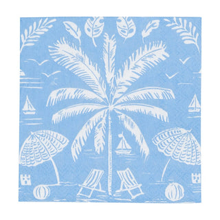 Caspari Palms And Parasols Ocean Napkin Cocktail 18420C