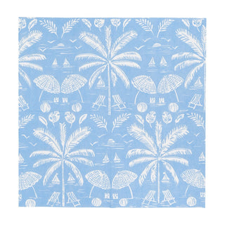 Caspari Palms And Parasols Ocean Napkin Cocktail 18420C