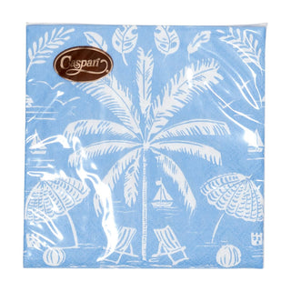 Caspari Palms And Parasols Ocean Napkin Cocktail 18420C