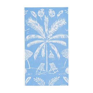 Caspari Palms And Parasols Ocean Guest Towel 18420G