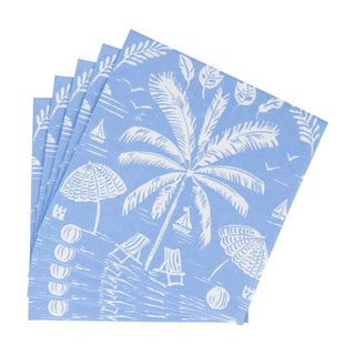 Caspari Palms And Parasols Ocean Luncheon Napkins - 20 Per Package 18420L