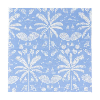 Caspari Palms And Parasols Ocean Luncheon Napkins - 20 Per Package 18420L
