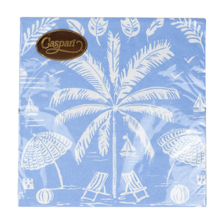 Caspari Palms And Parasols Ocean Napkin Luncheon 18420L