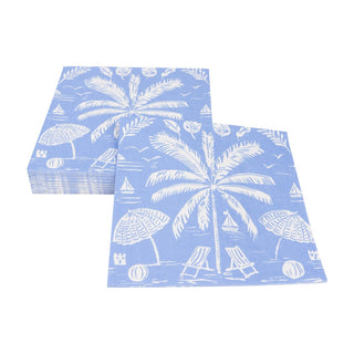Caspari Palms And Parasols Ocean Napkin Luncheon 18420L