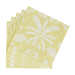 Caspari Palms And Parasols Key Lime Luncheon Napkins - 20 Per Package 18421L