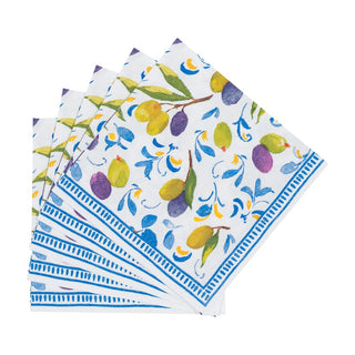 Caspari Mediterranean Blue Napkin Cocktail 18430C