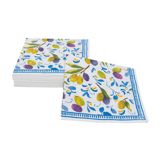 Caspari Mediterranean Blue Napkin Cocktail 18430C