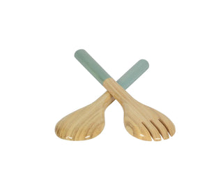 Albert L Punkt Large Lacquered Bamboo Salad Servers in Ice Blue - 1 Pair 18440