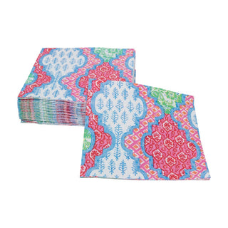 Caspari Provencale Cotton Pink Multi Napkin Cocktail 18440C