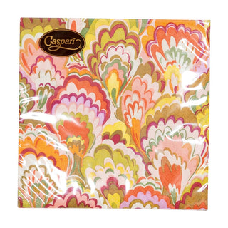 Caspari Marbled Ceramica Rspbrry/Chartreuse Napkin Cocktail 18450C