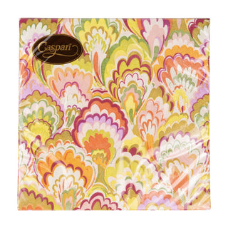 Caspari Marbled Ceramica Raspberry & Chartreuse Luncheon Napkins - 20 Per Package 18450L