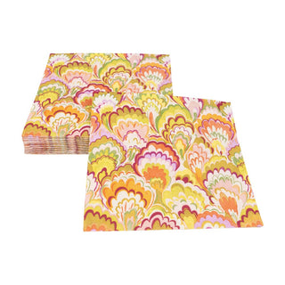 Caspari Marbled Ceramica Rspbrry/Chartreuse Napkin Luncheon 18450L