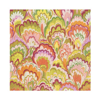 Caspari Marbled Ceramica Rspbrry/Chartreuse Napkin Luncheon 18450L