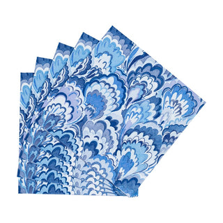 Caspari Marbled Ceramica Indigo Napkin Cocktail 18451C