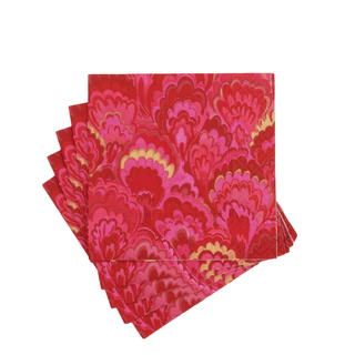 Caspari Marbled Ceramica Red & Fuchsia Cocktail Napkin - package of 20 18452C