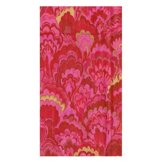 Caspari Marbled Ceramica Red & Fuchsia Guest Towels - includes 15 Guest Towels 18452G