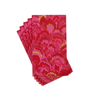 Caspari Marbled Ceramica Red & Fuchsia Guest Towels - includes 15 Guest Towels 18452G