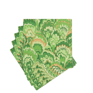 Caspari Marbled Ceramica Green Cocktail Napkins - includes 12 Cocktail Napkins 18453C