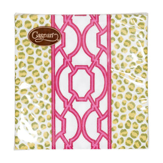 Caspari Knots And Spots Green/Fuchsia Napkin Cocktail 18460C