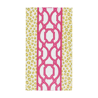 Caspari Knots And Spots Green/Fuchsia Guest Towel 18460G