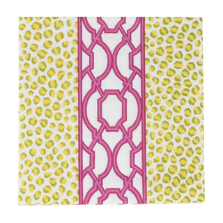 Caspari Knots And Spots Green & Fuchsia Luncheon Napkins - 20 Per Package 18460L