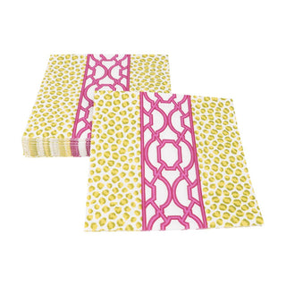Caspari Knots And Spots Green & Fuchsia Luncheon Napkins - 20 Per Package 18460L