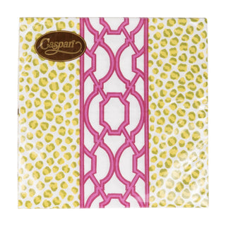 Caspari Knots And Spots Green & Fuchsia Luncheon Napkins - 20 Per Package 18460L