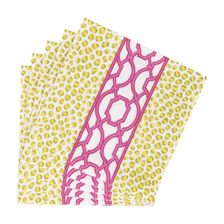 Caspari Knots And Spots Green/Fuchsia Napkin Luncheon 18460L