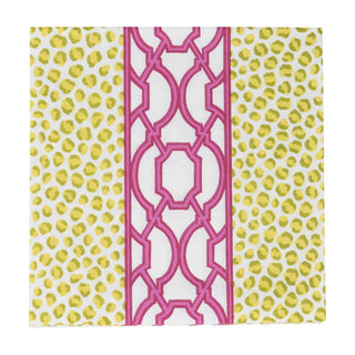 Caspari Knots And Spots Green/Fuchsia Napkin Luncheon 18460L