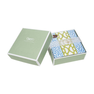 Caspari Knots And Spots Blue & Green Boxed Cocktail Napkins - 40 Per Box 18461B